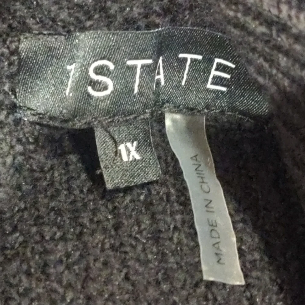 1. State Midnight Garden Cold Shoulder Rich Black Soft Knit Sweater size 1X